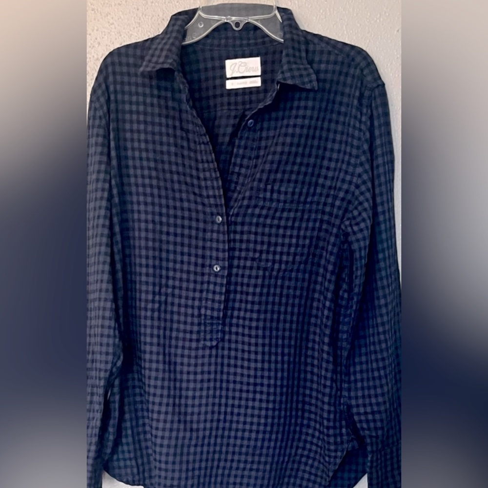 JCrew Navy and Black Checkered Shirt